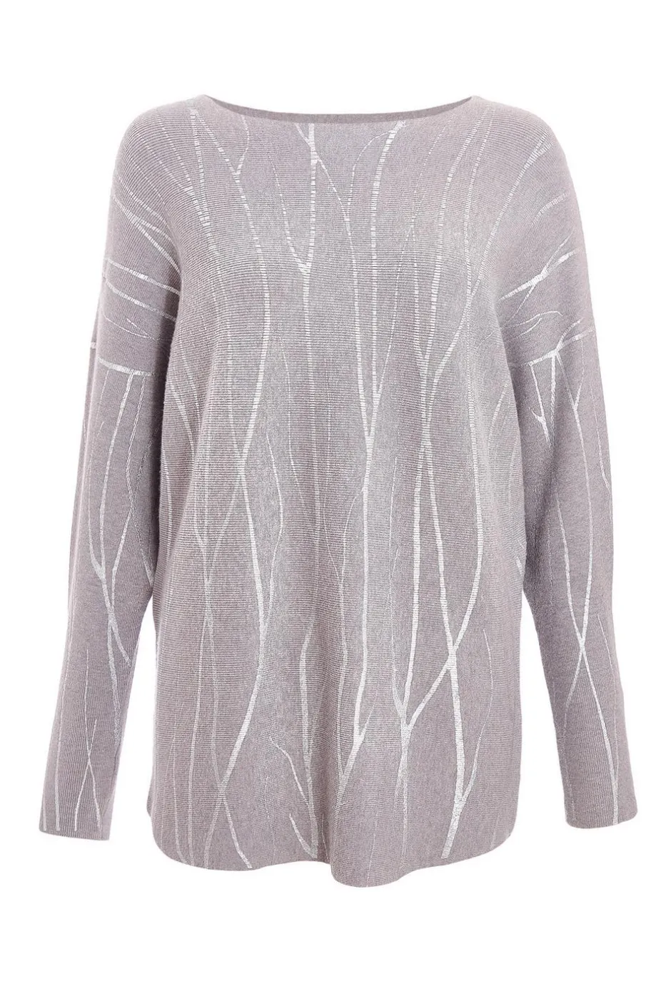 Quiz Knit Foil Detail Jumper Grey Discount
