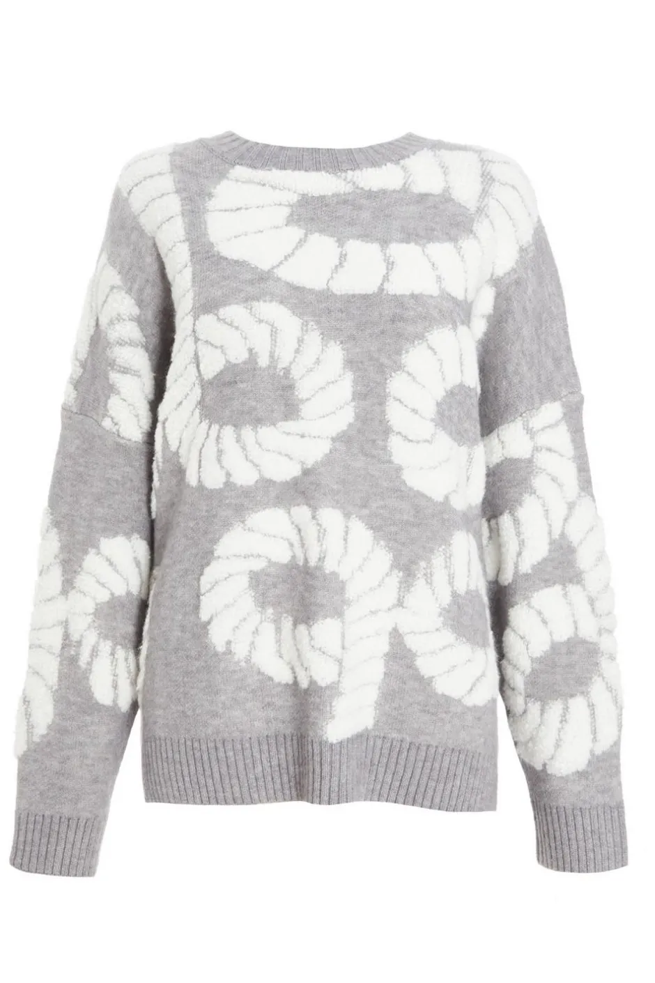 Quiz Grey Knit Printed Jumper Clearance