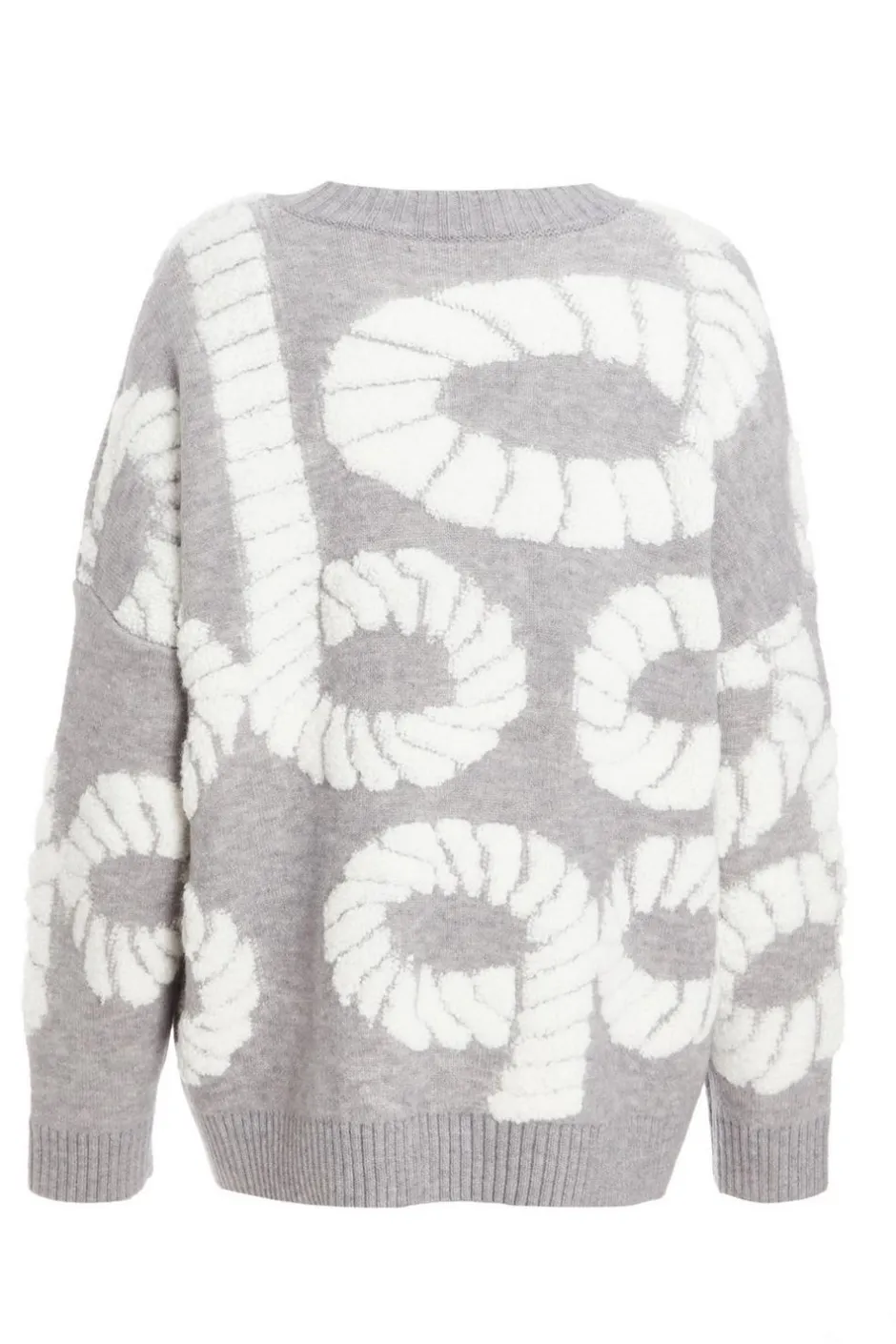 Quiz Grey Knit Printed Jumper Clearance