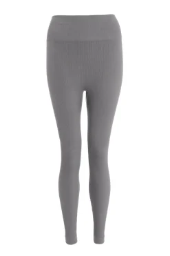 Quiz Knit Ribbed Leggings Grey New