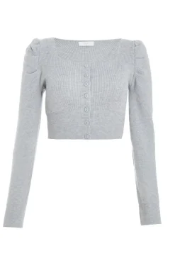 Quiz Grey Knitted Cardigan Light Grey Sale