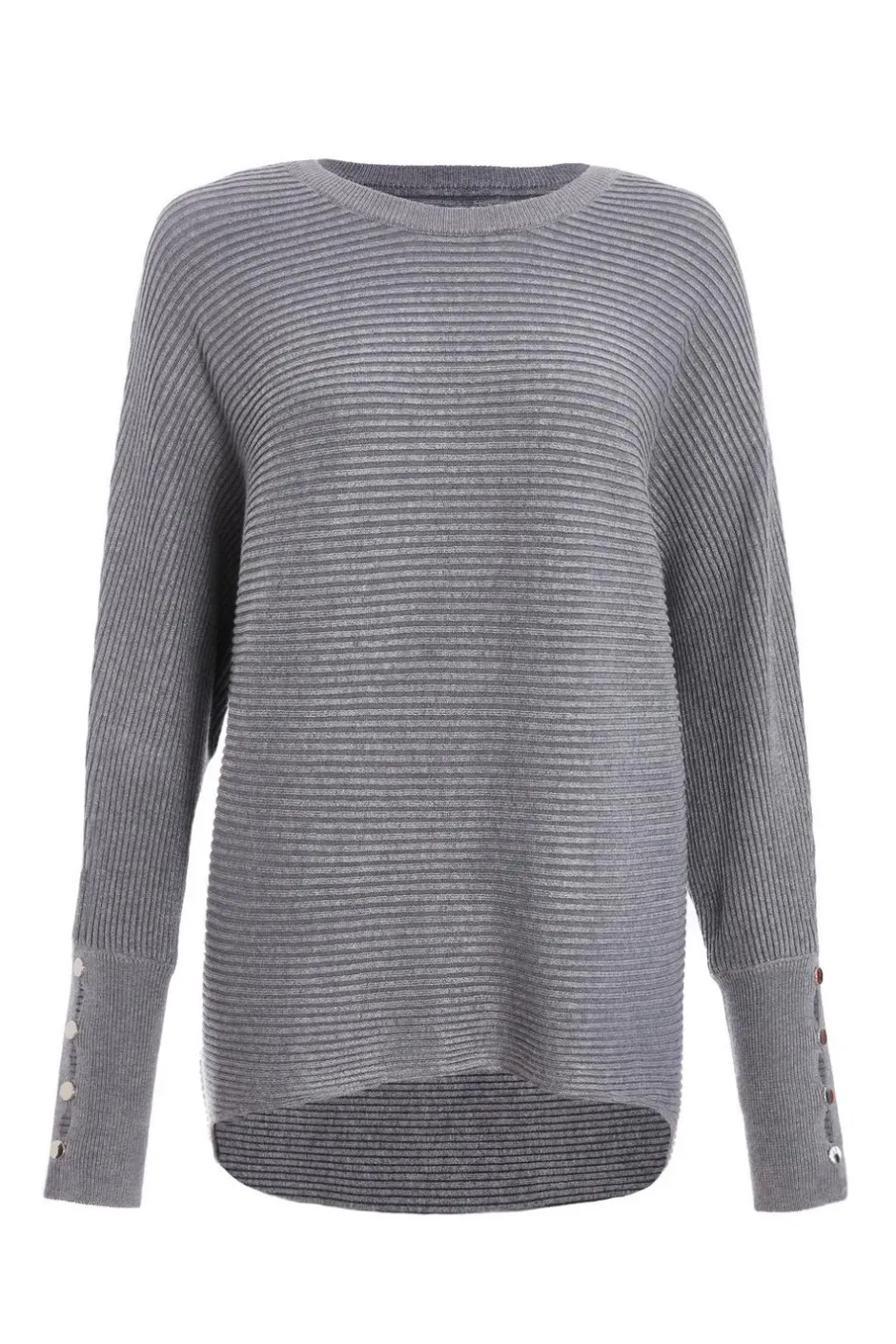 Quiz Light Knit Buttoned Jumper Grey New