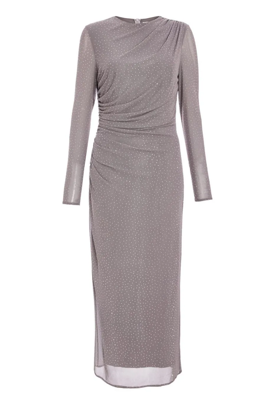 Quiz Mesh Diamante Maxi Dress Grey Online