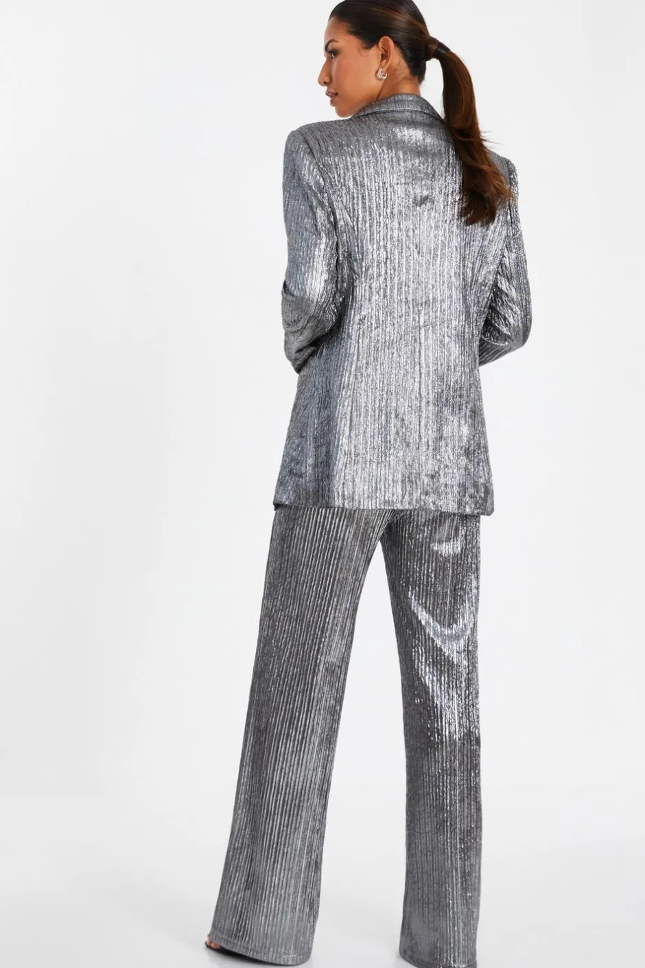 Quiz Grey Metallic Blazer