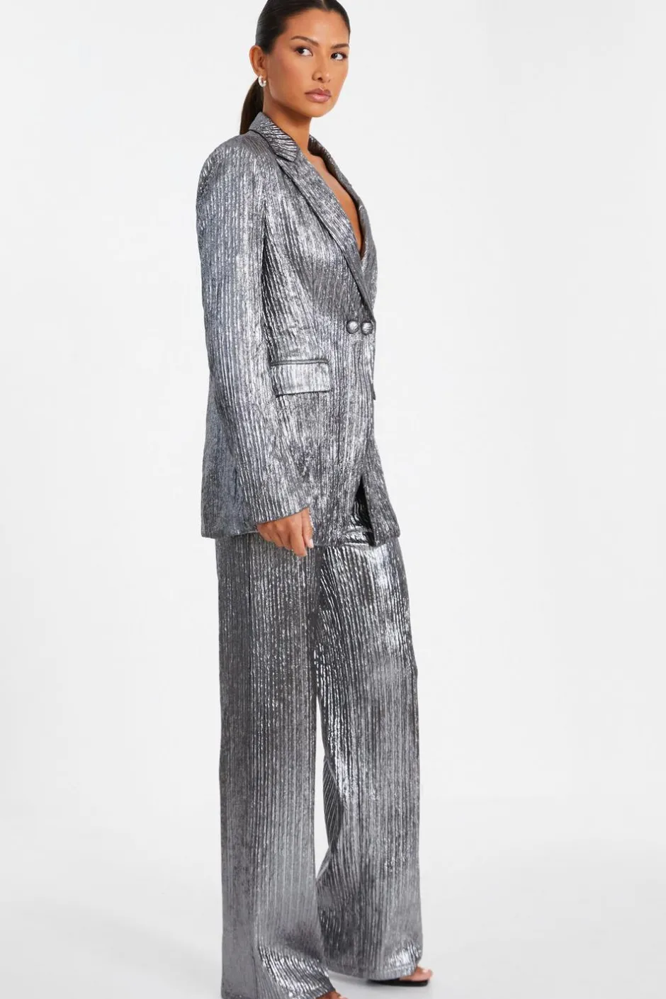 Quiz Grey Metallic Blazer