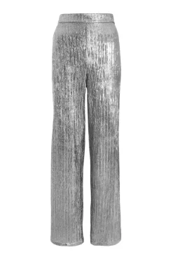 Quiz Grey Metallic Palazzo Trousers New