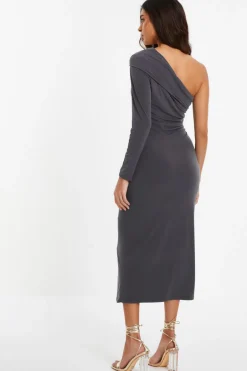 Quiz Grey One Sleeve Bodycon Midaxi Dress Hot