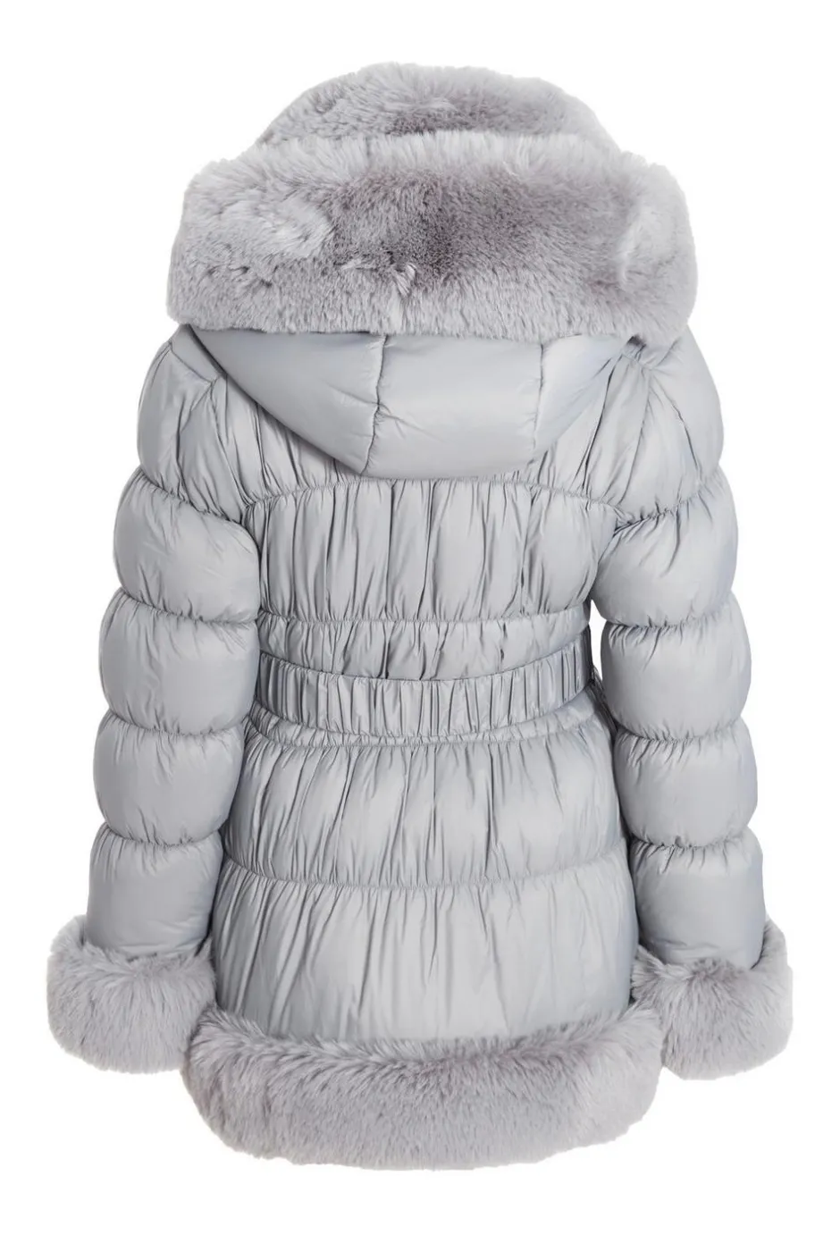 Quiz Padded Faux Fur Trim Jacket Grey Online