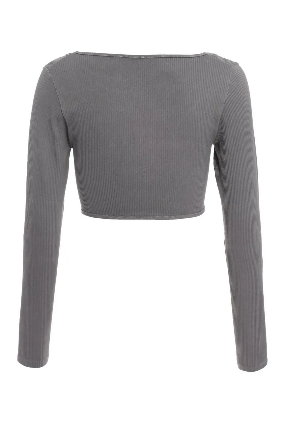Quiz Ribbed Crop Top Grey Hot