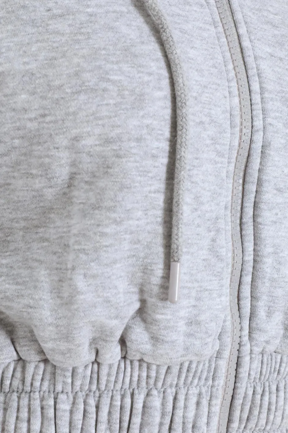 Quiz Ruched Sleeve Cropped Hoodie Grey Best