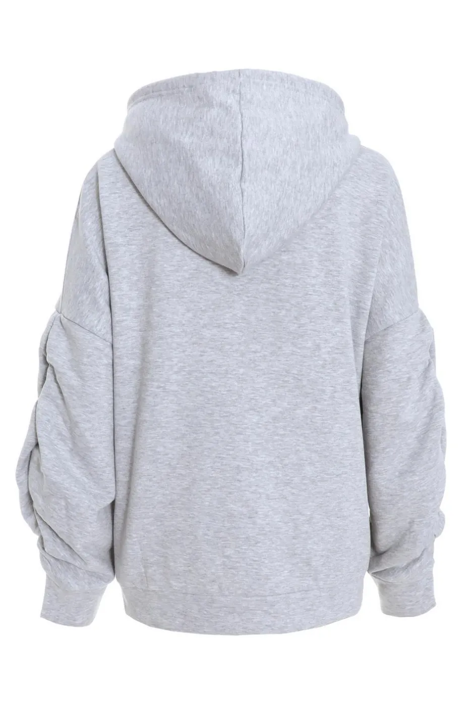 Quiz Grey Ruched Sleeve Oversized Hoodie Discount