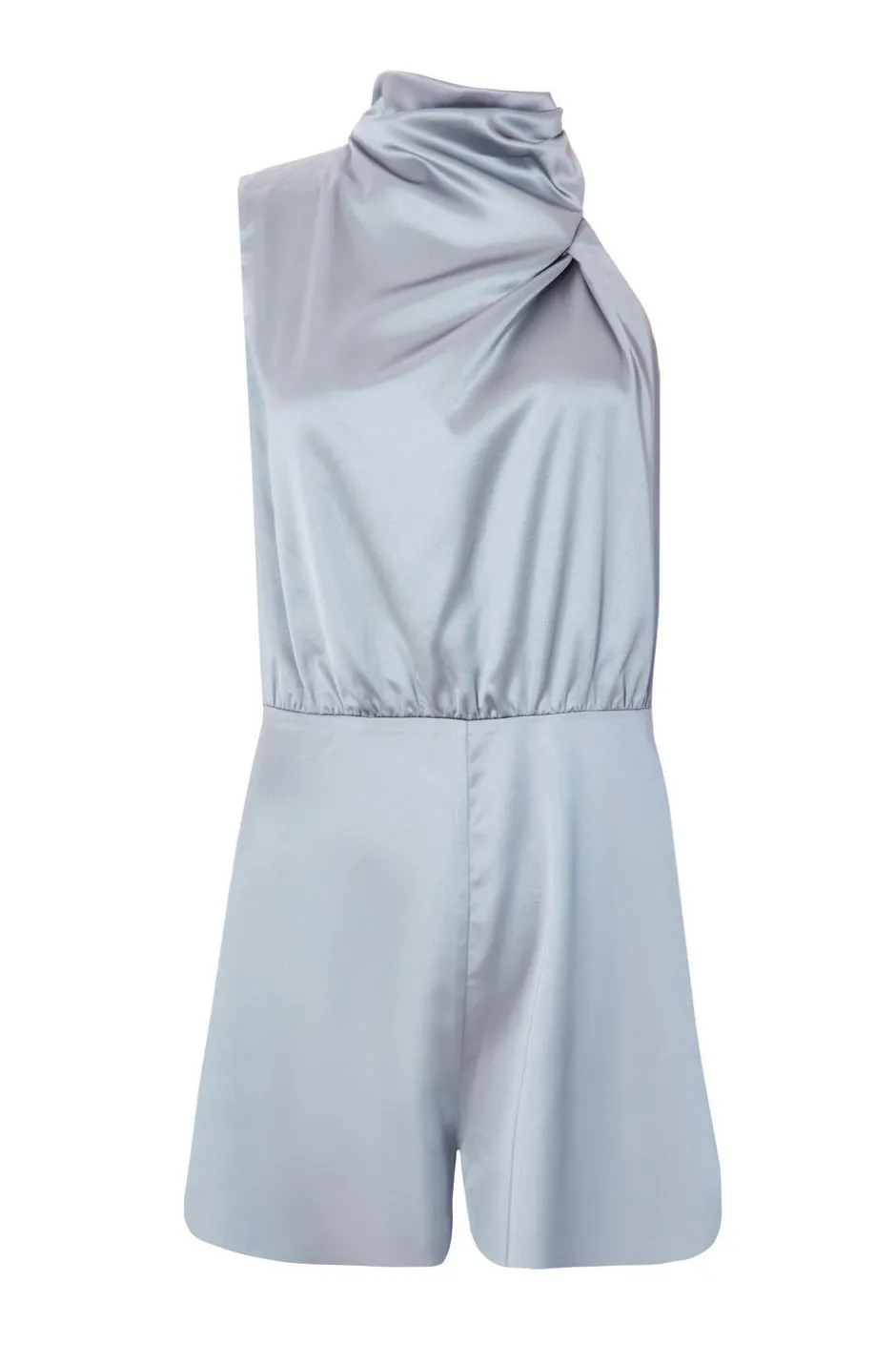 Quiz Satin Asymmetric Playsuit Grey Hot