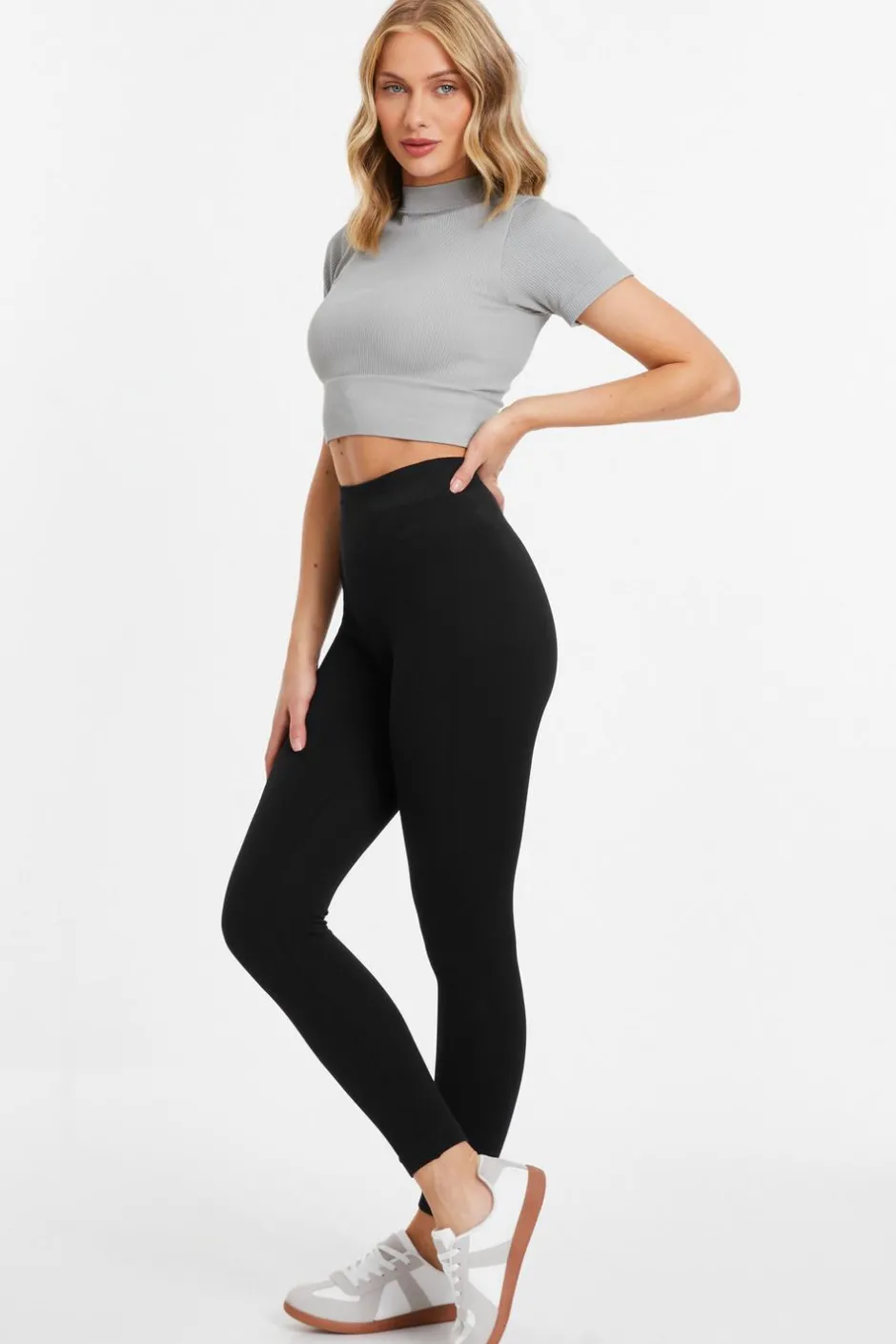 Quiz Seamless Crop Top Grey Hot
