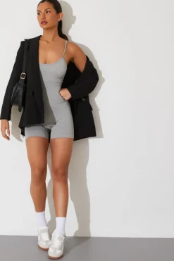 Quiz Seamless Playsuit Grey Online
