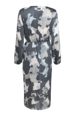 Quiz Grey Smudge Print Wrap Midi Dress Best