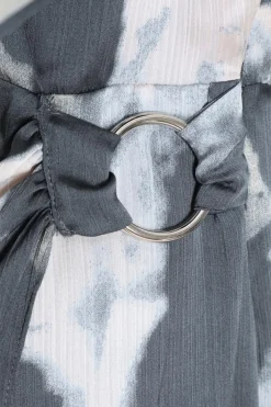 Quiz Grey Smudge Print Wrap Midi Dress Best