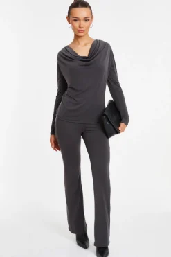 Quiz Grey Stretch Wide Leg Trousers Best