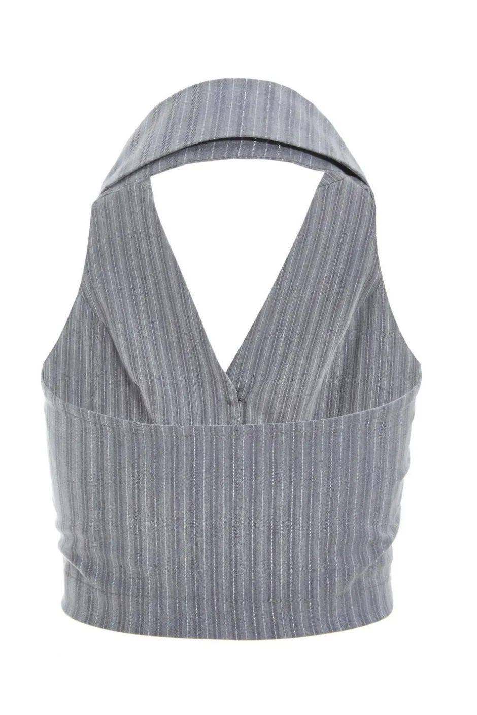 Quiz Grey Stripe Halterneck Waistcoat Discount