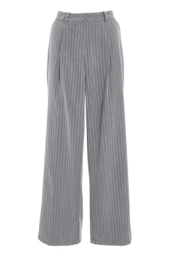 Quiz Grey Stripe High Waist Trouser