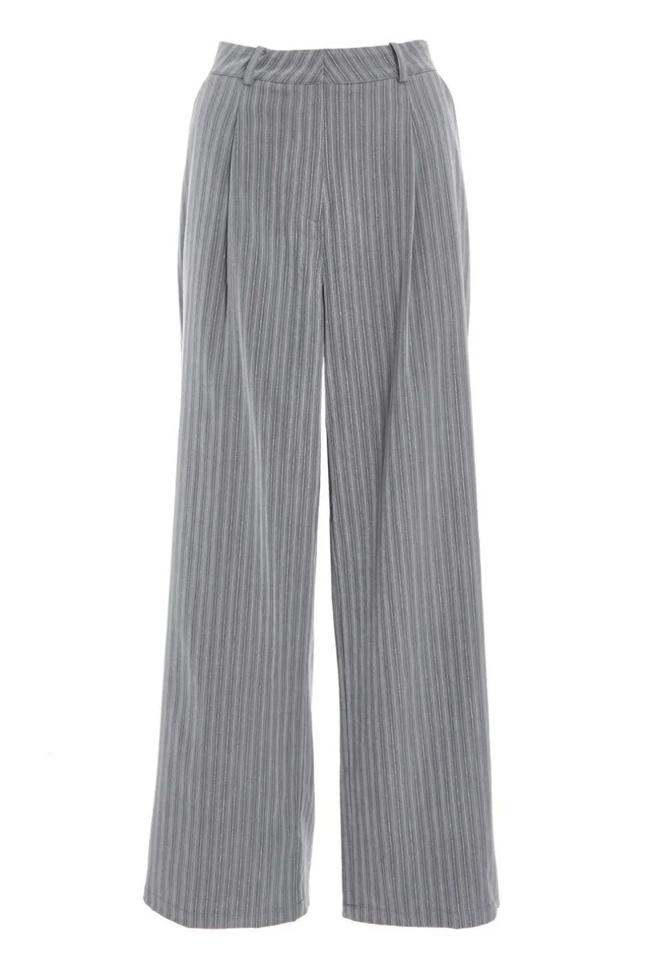 Quiz Grey Stripe High Waist Trouser
