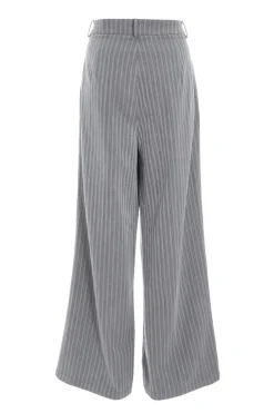 Quiz Grey Stripe High Waist Trouser