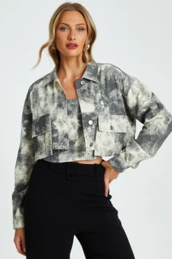 Quiz Grey Tie Dye Jacket New