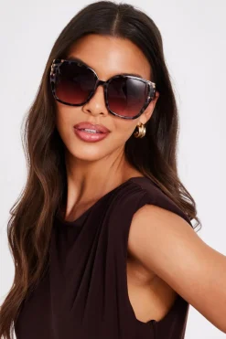 Quiz Tortoiseshell Cat Eye Sunglasses Grey Hot