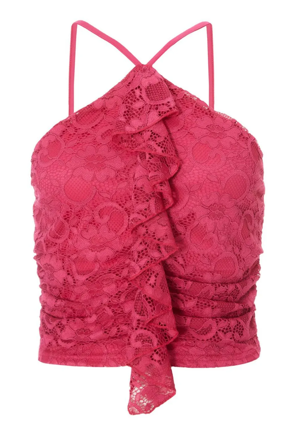 Quiz Hot Pink Lace Crop Top Online