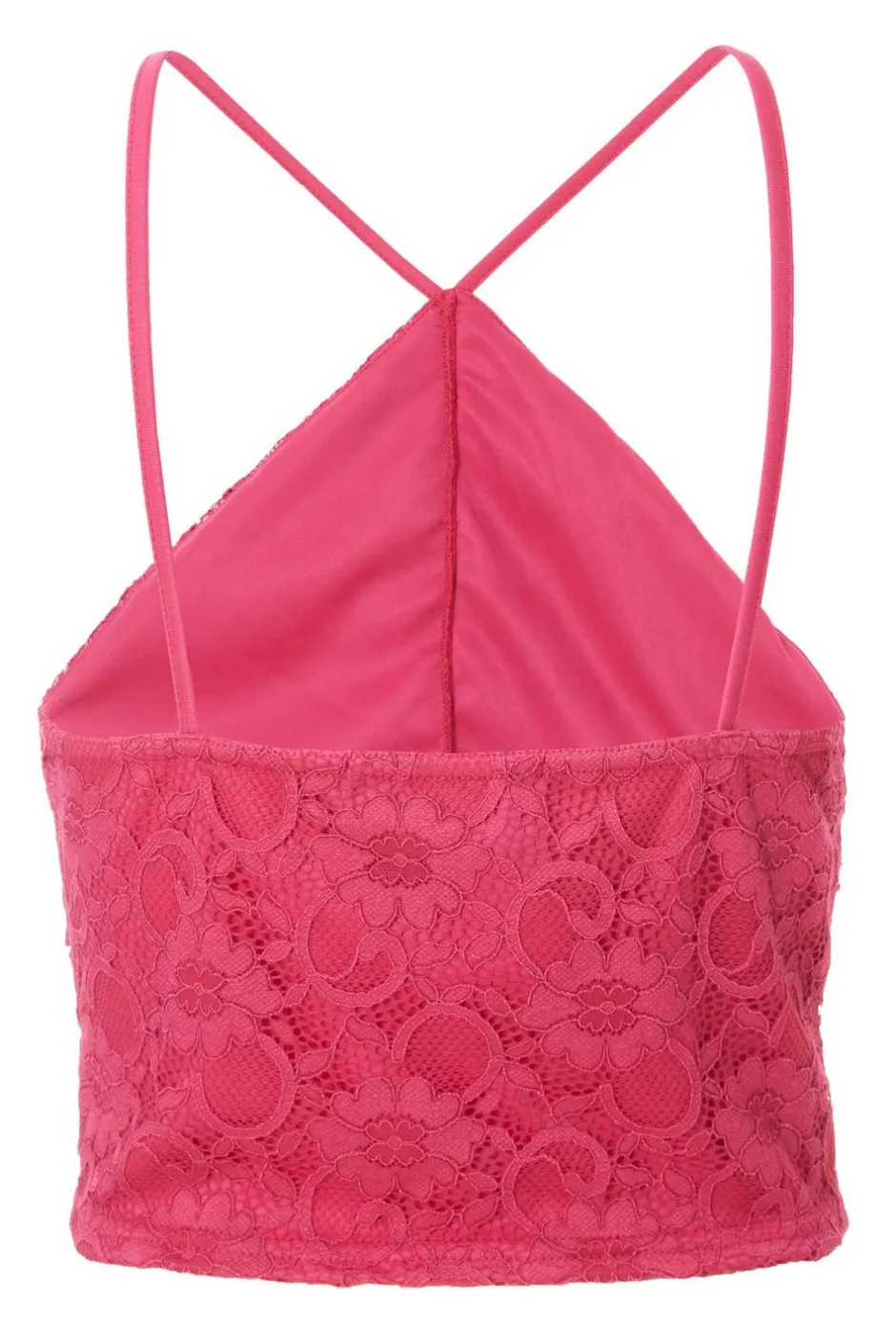 Quiz Hot Pink Lace Crop Top Online