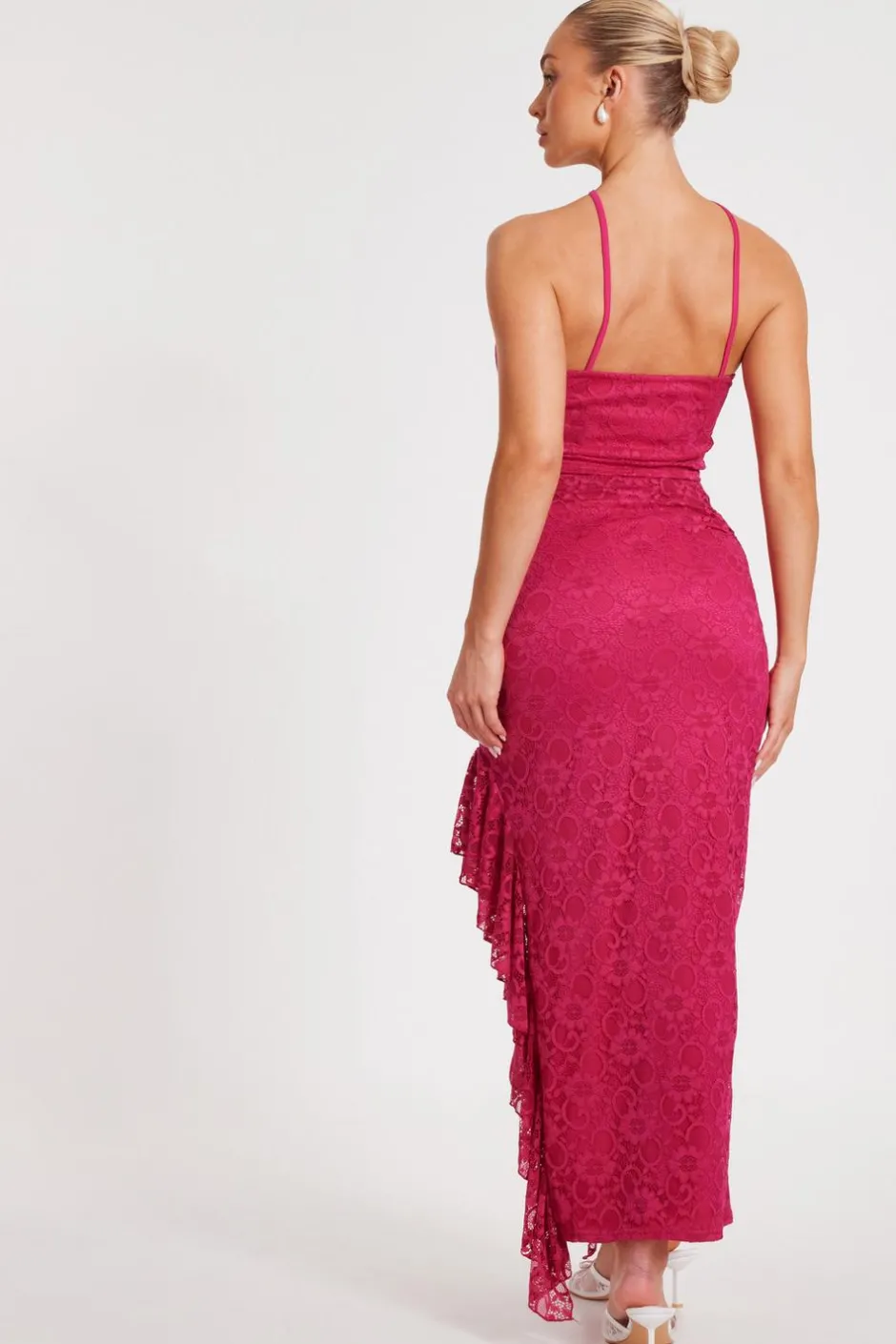 Quiz Hot Pink Lace Midaxi Skirt