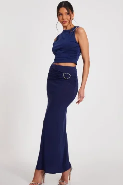 Quiz Indigo Buckle Detail Cropped Top Outlet