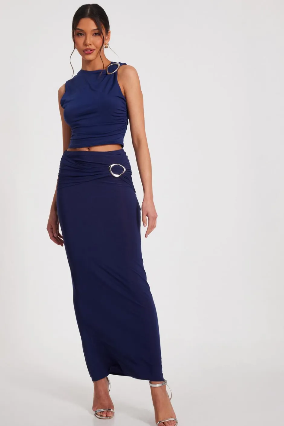 Quiz Indigo Buckle Detail Maxi Skirt Hot