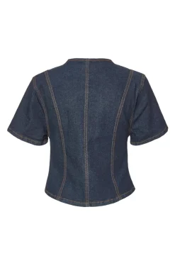 Quiz Indigo Denim Button Front Top Hot