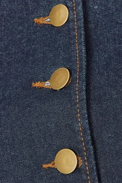 Quiz Indigo Denim Button Front Top Hot