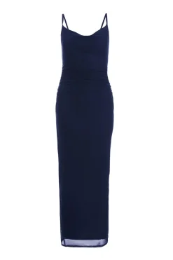 Quiz Indigo Mesh Ruched Midaxi Dress Online