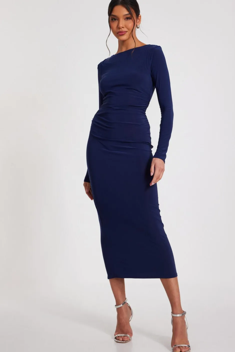 Quiz Ruched Midaxi Dress Indigo Best