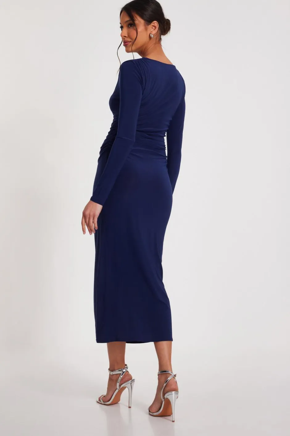 Quiz Ruched Midaxi Dress Indigo Best