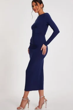 Quiz Ruched Midaxi Dress Indigo Best