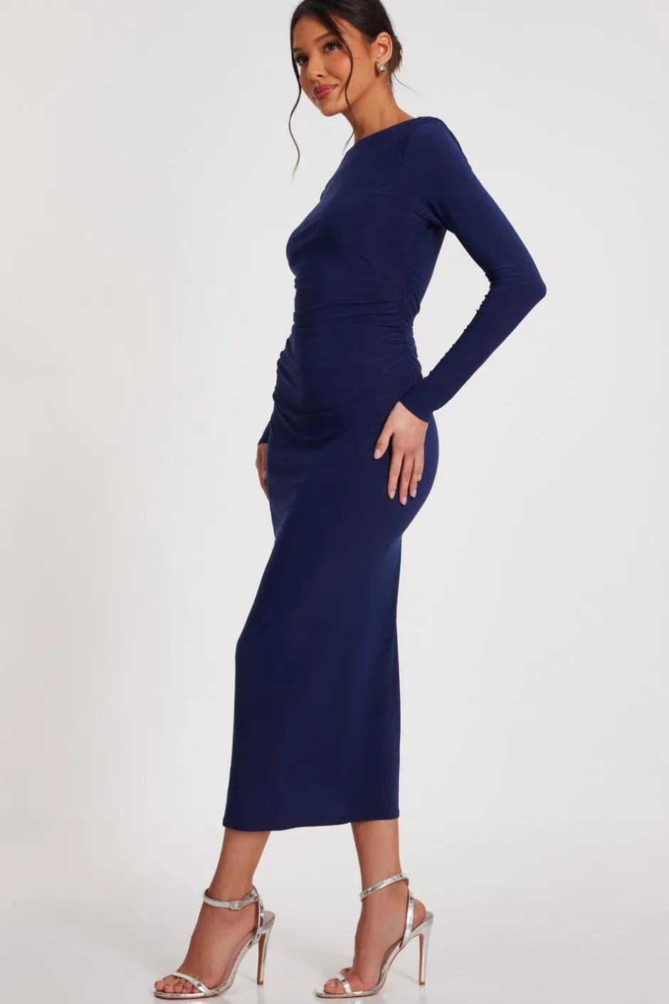 Quiz Ruched Midaxi Dress Indigo Best