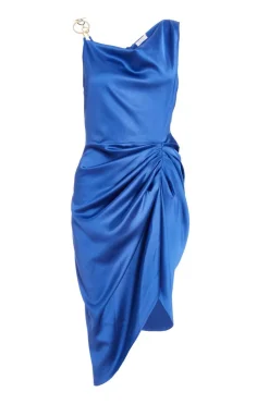 Quiz Satin Ruched Midi Dress Indigo Sale