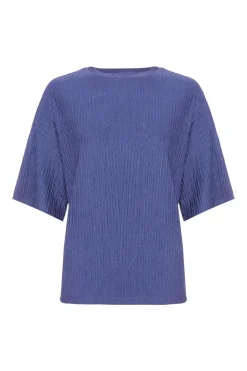 Quiz Textured T-Shirt Indigo Outlet