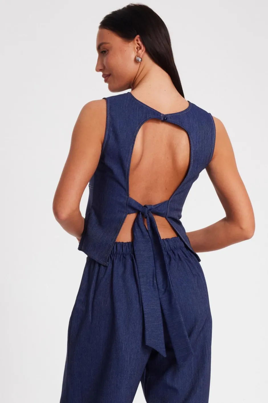 Quiz Tie Back Top Indigo Best