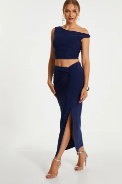 Quiz Twist Crop Top Indigo