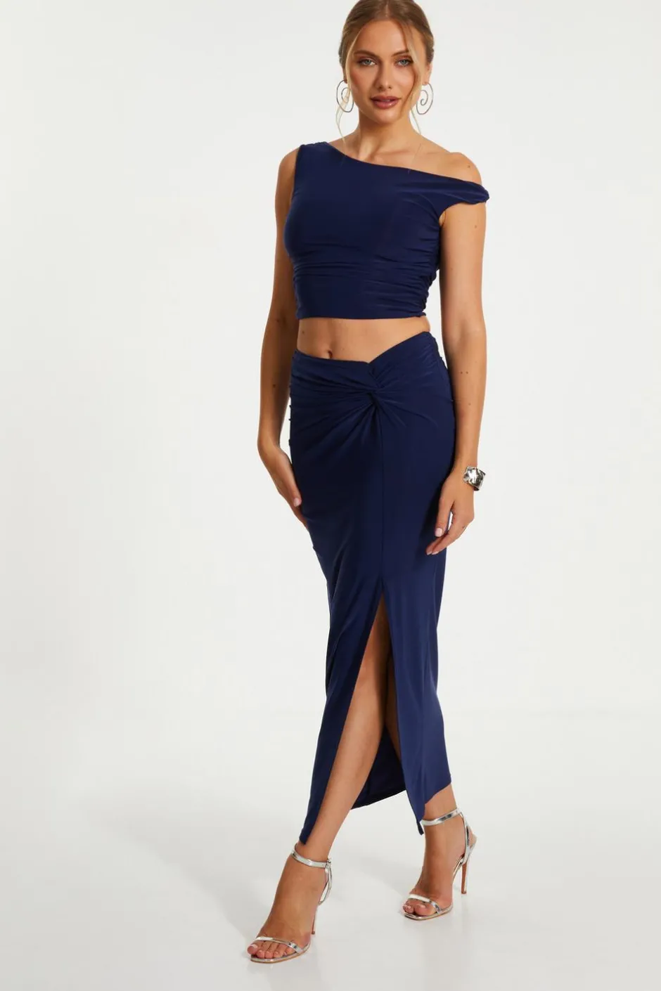 Quiz Twist Crop Top Indigo