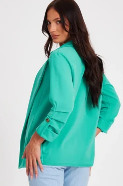 Quiz Ruched Sleeve Blazer Jade