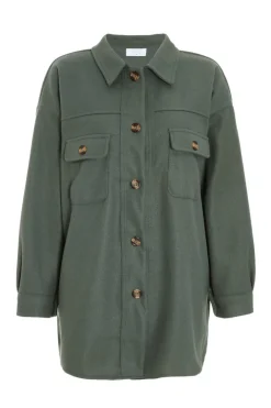 Quiz Khaki Button Front Shacket Clearance