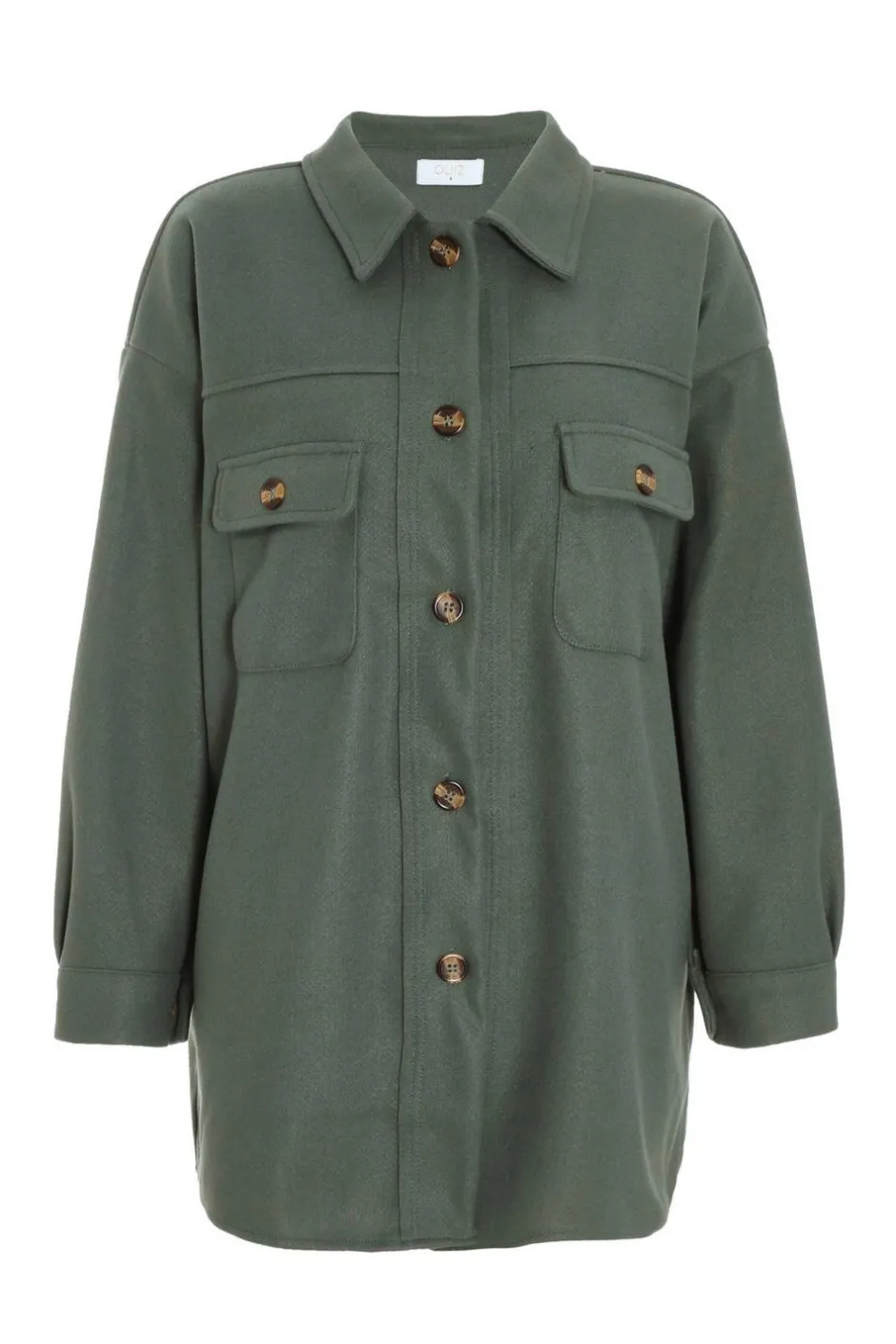 Quiz Khaki Button Front Shacket Clearance