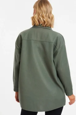 Quiz Khaki Button Front Shacket Clearance