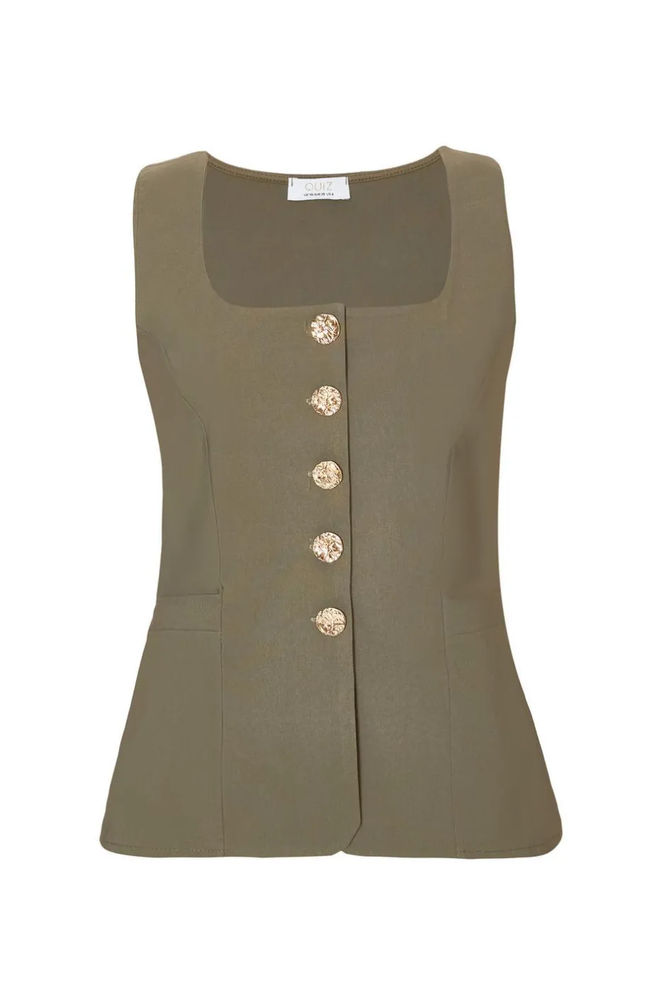 Quiz Khaki Button Front Waistcoat Best