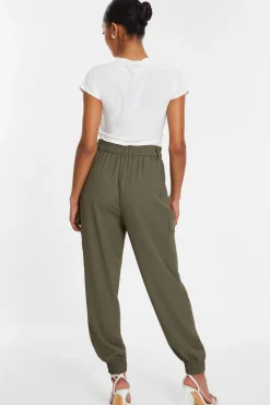 Quiz Khaki Cargo Cuff Trousers Sale